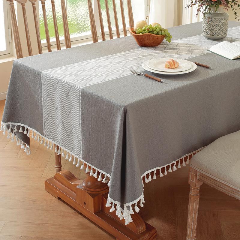 Nordischer Bestseller Imitation Baumwolle und Leinen Tischdecke Weihnachten Jacquard Retro Blume Fransen Tischdecke Couchtisch Tischdecke Abdeckung Handtuch Tuch