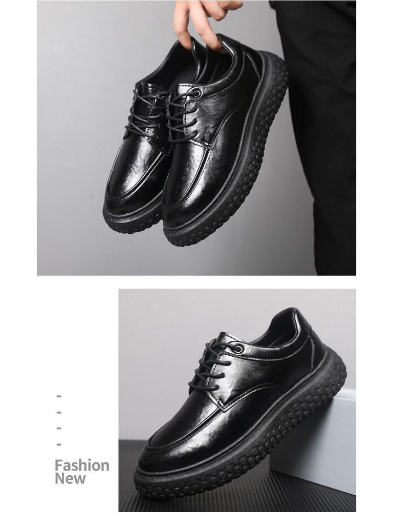 Men's 2025 Retro Trend Thick Sole Height-Increasing Leather Loafers - Black/Brown