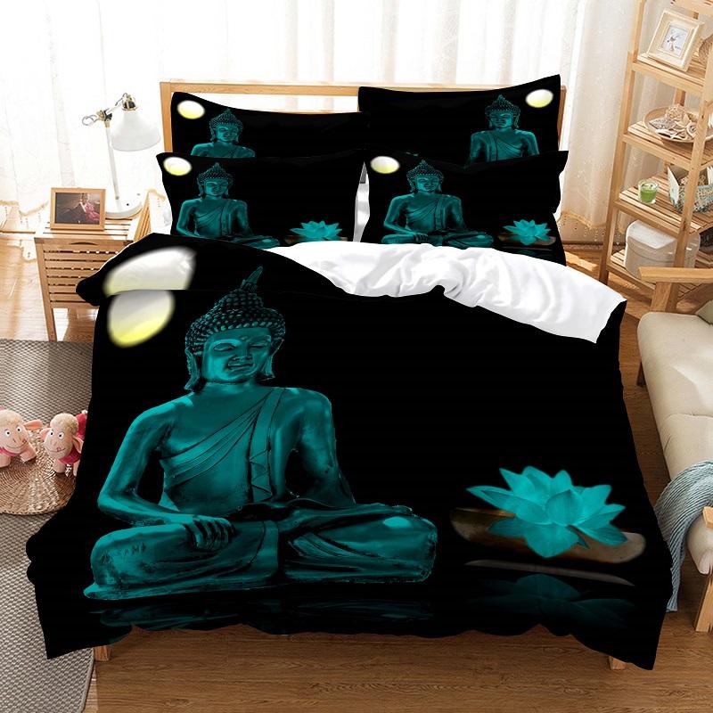 Buddha Duvet Cover Set Queen Size Single Double Bed 220x240cm Twin King Full Bedding Sets Quilt Case Linens 3D HD Pillowcase