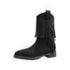 New spot pointed tassel matte western cowboy boots 2025 new design sense retro fashion thick heel short boots