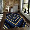 Geometric Tribal Pattern Carpet in Blue and Yellow with Modern Design Suitable for use as an anti-slip for living room bedroom sofas