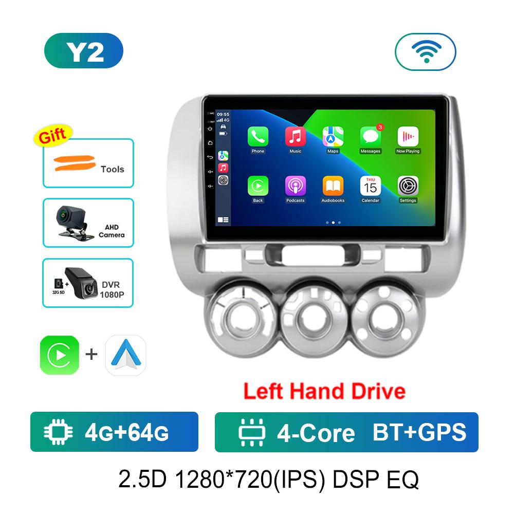 Left Hand Drive 9'' for Honda Jazz 1 GD 2001 - 2008 Car Radio Multimedia Player Android Intelligent System GPS Navi WiFi+4G BT