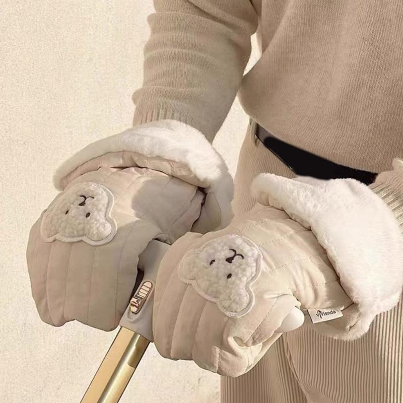 Windproof Children's Stroller Handmuffs Outdoor Sports Mittens Cute Bear Hand Warmers Scooter Gloves for Winter Season
