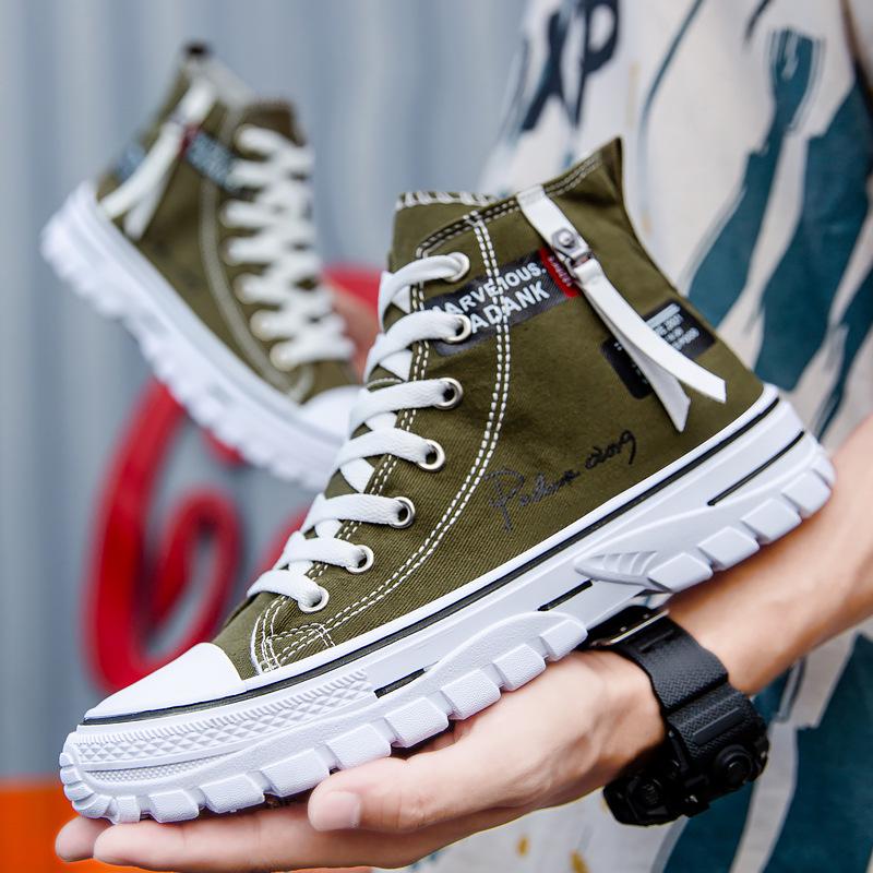 2025 Autumn Men's High-Top Canvas Shoes - Trendy Korean Style Casual Footwear for Students