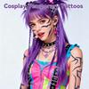 4Sheets Movie Anime Purple Temporary Tattoos For Halloween Cosplay Party