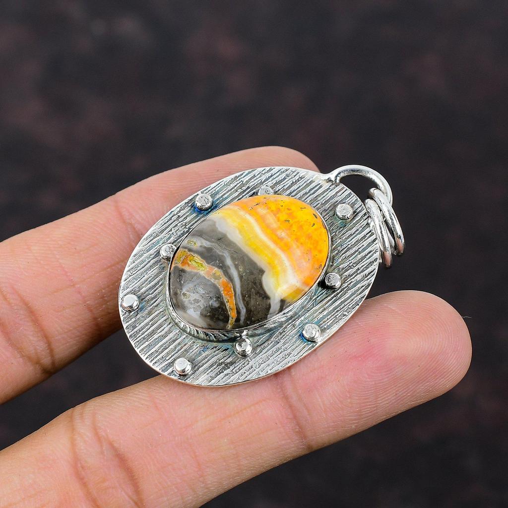 Hummel-Jaspis-Anhänger, 925er-Sterlingsilber, natürlicher Edelstein-Schmuck, handgefertigt, einzigartiger Stil, Anhänger, Geschenk für Frauen, Designer-Anhänger