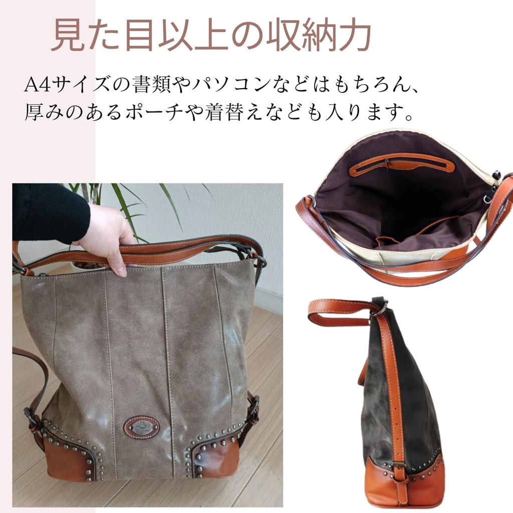 Quikaboo Women's Large Capacity Shoulder Bag, 2-Way, Crossbody, A4 Size, Lightweight, Multifunctional, Water-Resistant, Adjustable Length, A2 (Beige)