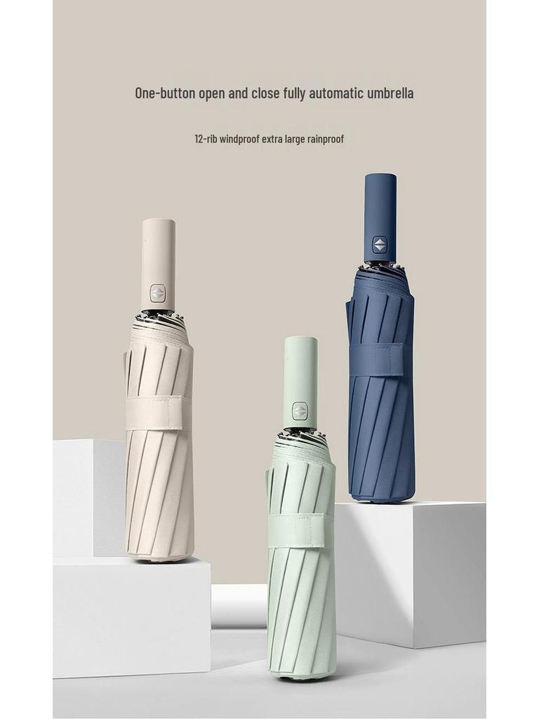 24-Rib Automatic Folding Umbrella: High-End, Large, UV Protection for All Weather