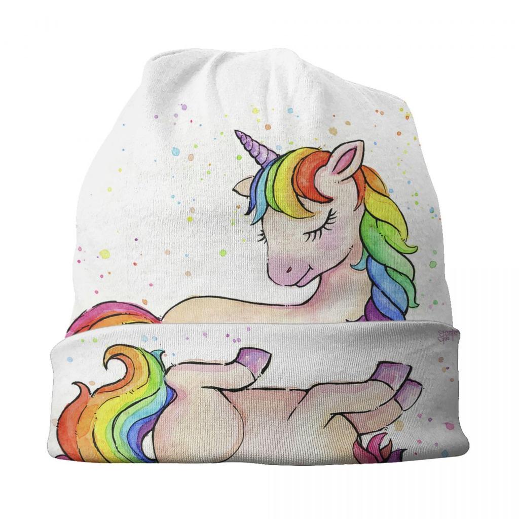 Sleeping Baby Rainbow Unicorn Skullies Beanies Caps For Unisex Women Unisex Fashion Winter Warm Knitting Hat Adult Bonnet Hats