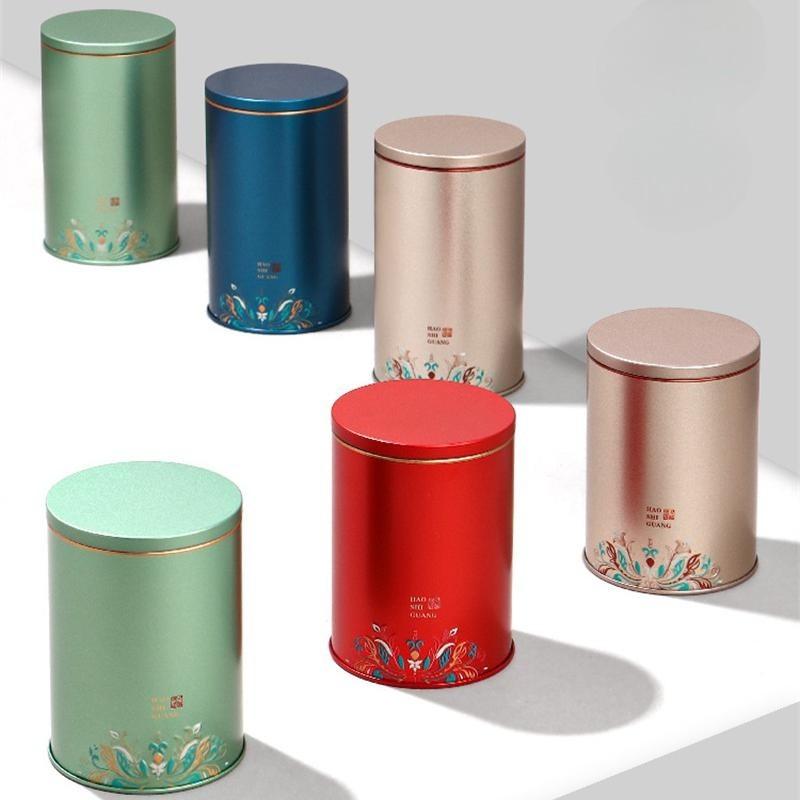 Large Capacity Tea Tin Can Box Tinplate Sealed Jar Packaging Box Metal Round Tank Dry Nut Candy Storage Container Gift Case