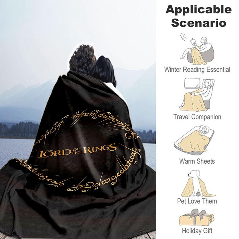1pc Lord of the Rings Cartoon Blanket,Portable Throw for Travel & Camping, All Season Cozy Blanket,Ideal Gift
