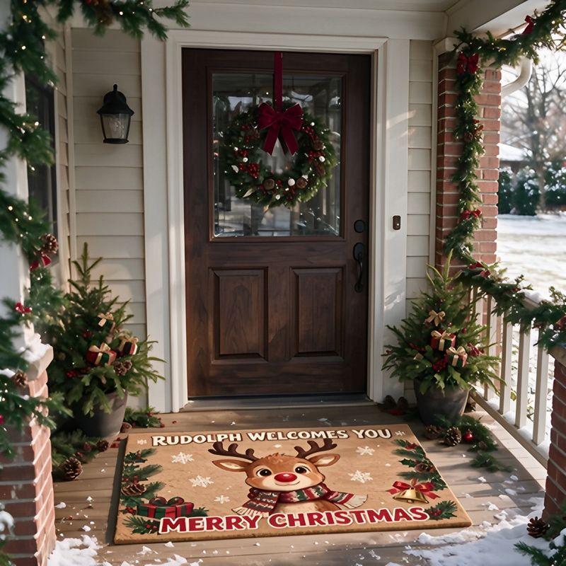 Christmas Welcome Doormat, Soft, Non-Slip Porch and Entryway Rug, Decorative Entryway Mat, Home Decor
