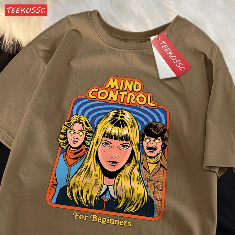 Mind Control For Beginners Printing T-Shirt Oversized Cotton T-Shirt Fashion Loose Tops Casual Sweat Tee Clothes Cotton Couple