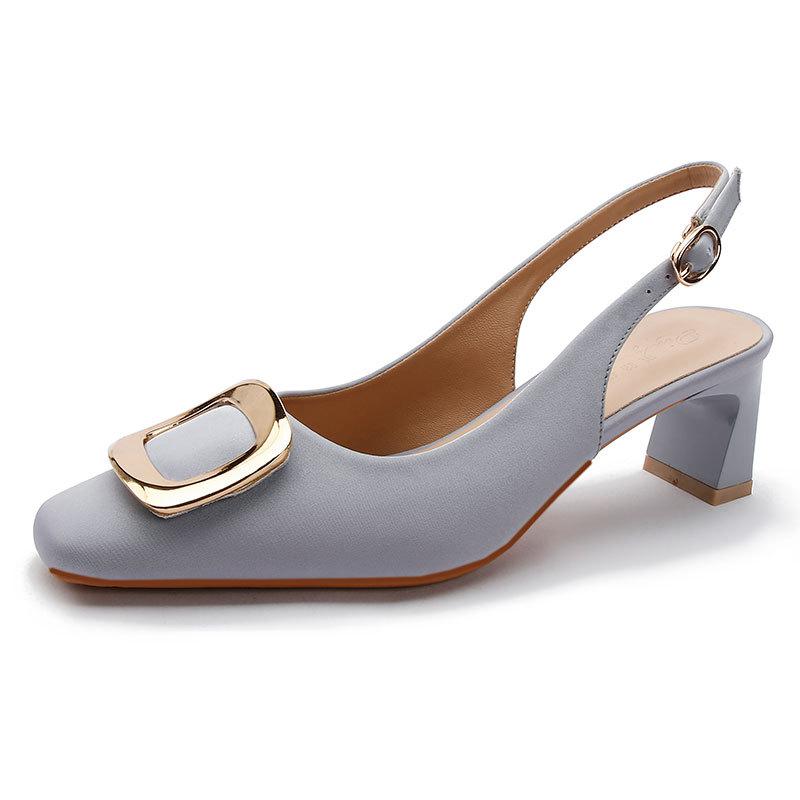 Baotou Sandals Women's Medium Heel 2025 New Summer Thick Heel Single Shoes Gentle Fairy Style French Square Head High Heels