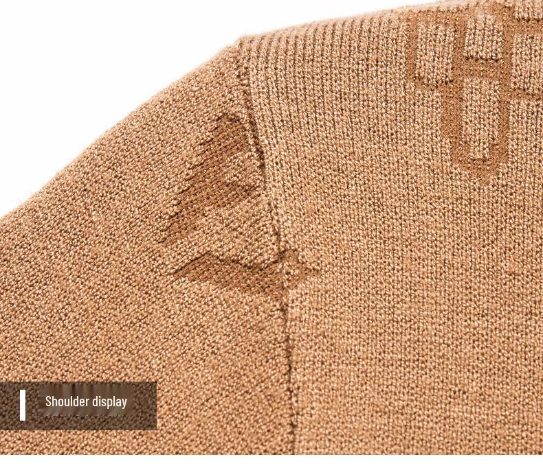 Men's Casual Light Jacquard Knitted Pullover Sweater - Long Sleeve, Round Neck (Autumn/Spring)