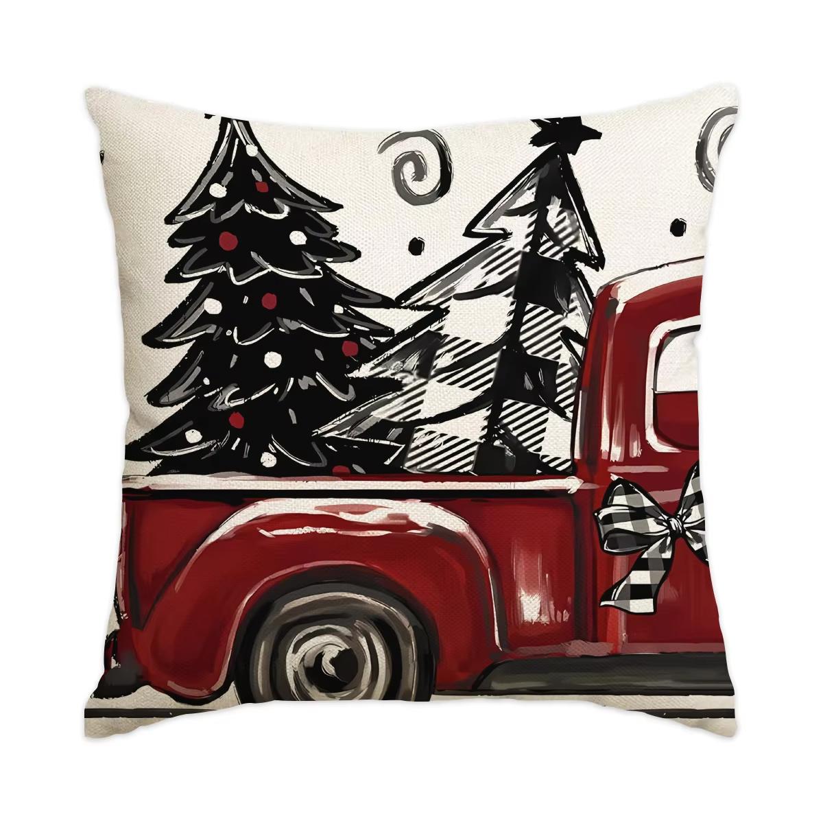 

Red Snowflake Letter Christmas Pillow Cover Holiday Print Cushion Case for Living Room Sofa Bedroom Home Decor 45cmx45cm