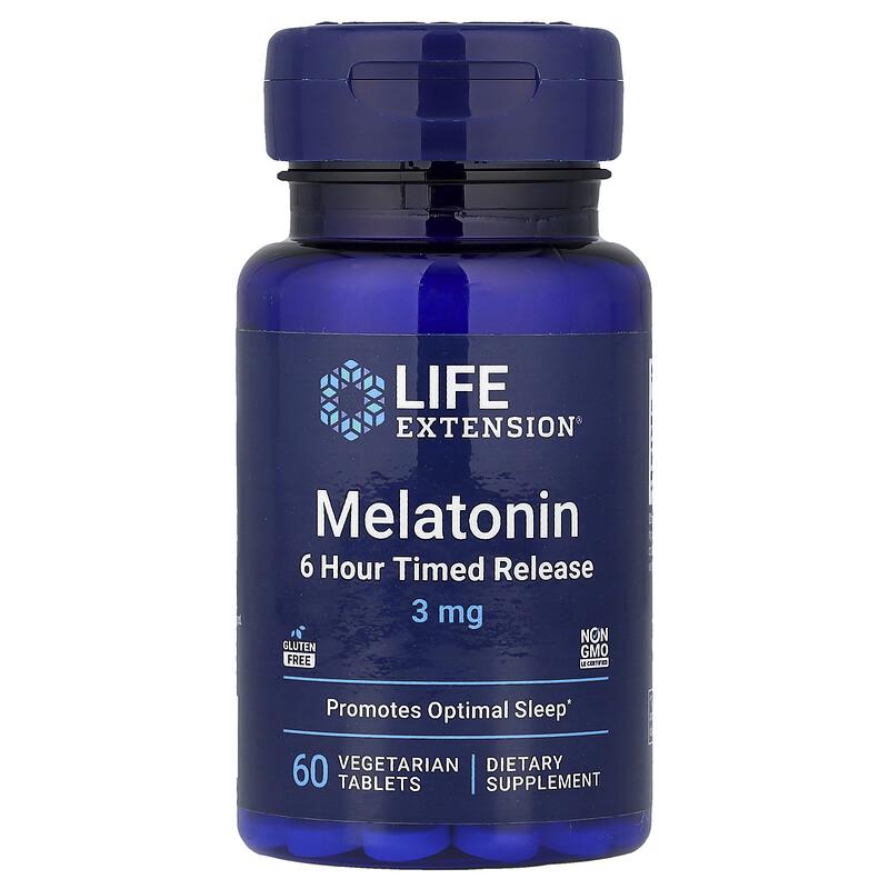 Melatonin, 6 Hour Timed Release, 3 Mg, 60 Vegetarian Tablets