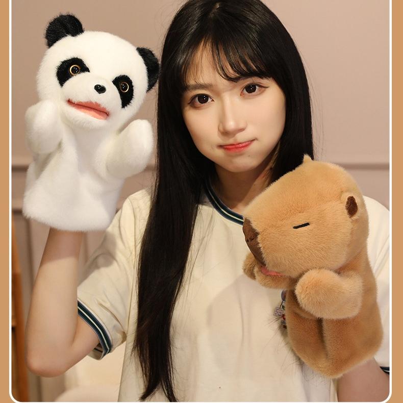 Cartoon Animal Plush Hand Puppet, Movable Mouth Interactive Glove Doll, Kids Early Education Storytelling Soothing Toy Universal Multiple Styles