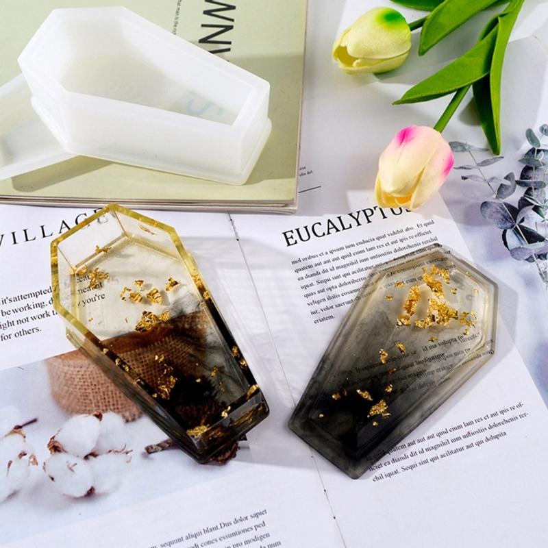 3D Coffin Shape Candle Silicone Mold Epoxy Resin Mold DIY Storage Box Tools Plaster Crafts Making Supplies Non-stick