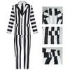 [qiqicos] Beetlejuice Striped Suit Cosplay Costume for Men, Women, Kids, Cosplay Clothes, Anime Costume, Event, Party, Disguise, Halloween, School