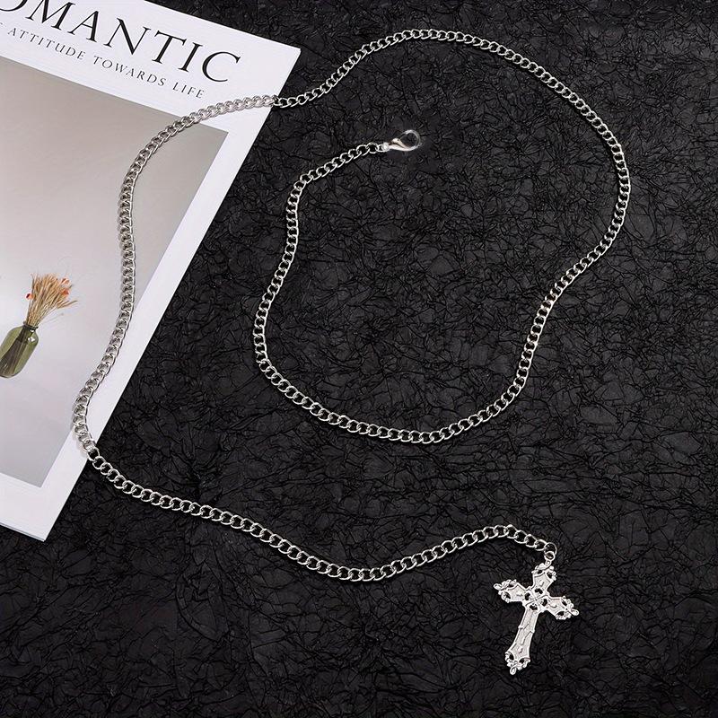 Punk Gothic Cross Waist Chain Jk Accessories Skirts Chain Pants Chain For Women Girls Body Chain Simple Cross Waistband Gifts