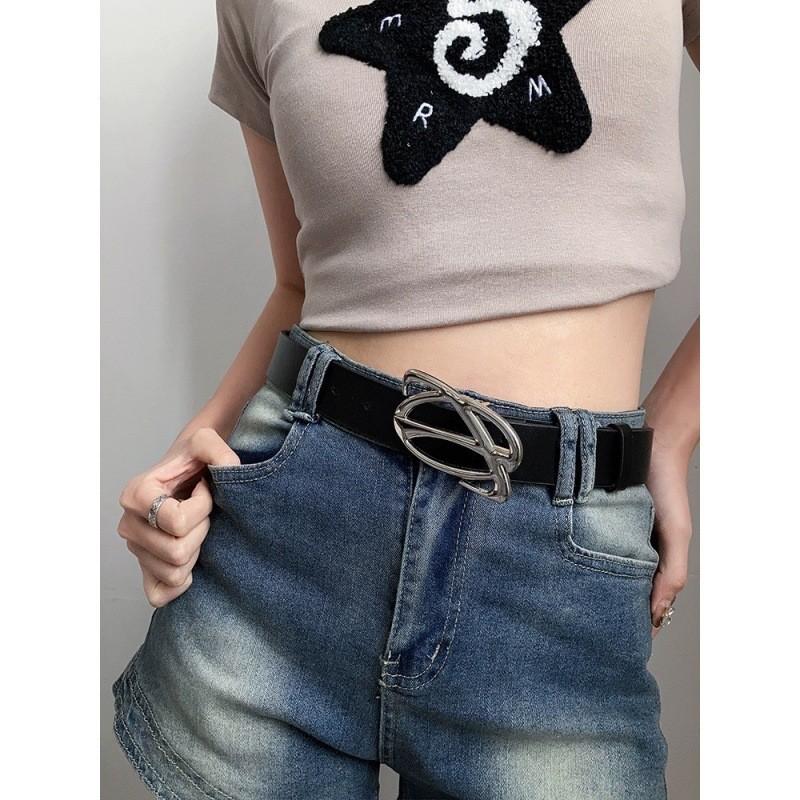 Jedinečná černá kovová přezka Saturnový pásek Pro doplňky k outfitům ve vintage stylu