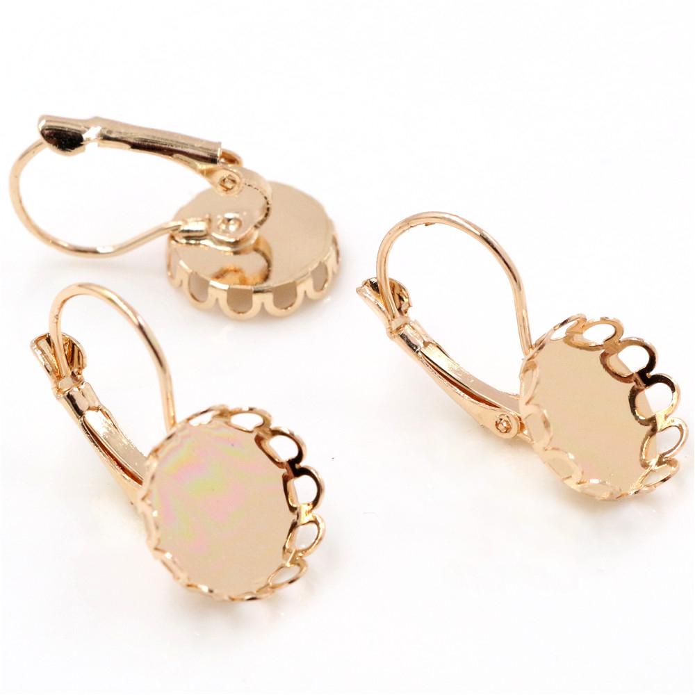 

12mm 14mm 18mm 20mm 10pcs 8 Colors Plated French Lever Back Earrings Blank/Base,Fit 12-20mm Glass Cabochons,;Earring Bezels 12mm