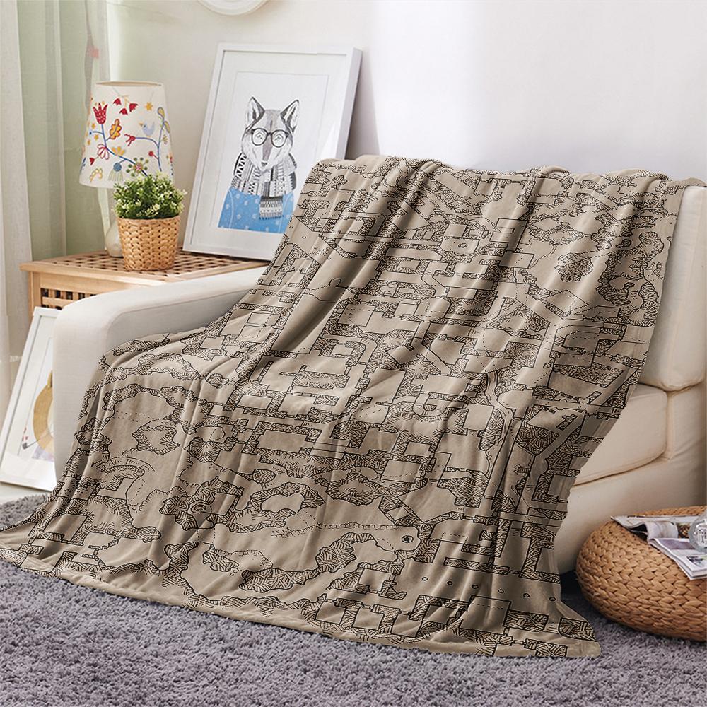 1PC D&D Dungeon and Dragons Print Flannel Blanket, High quality All Seasons, Home Decor, Warmth and Comfort, Perfect for Christmas Gifts