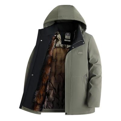Men's Mid-Aged Winter Cotton Jacket - Thickened Coat In Black, Gray-Green, Navy Blue