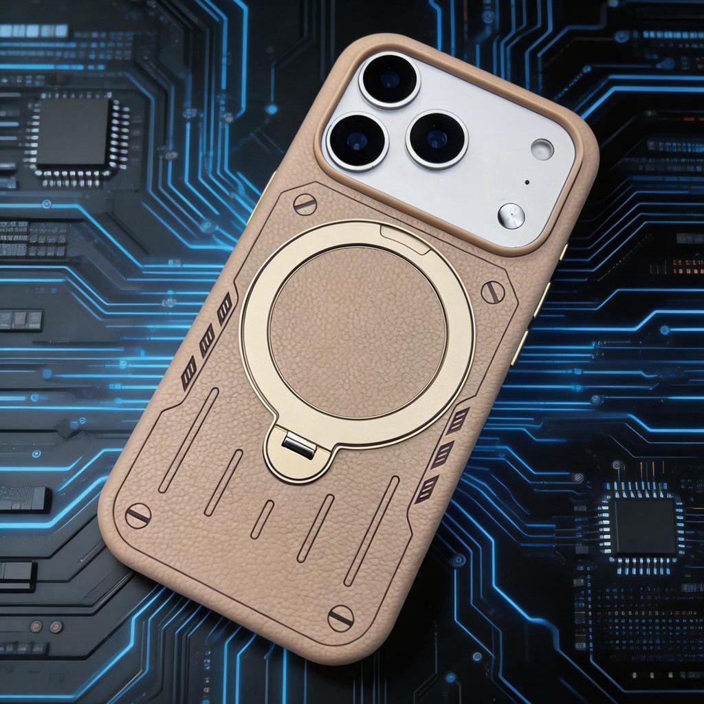 iPhone 17 Pro Max Magnetic Rotating Stand Case with Mecha Design and Frosted Skin-feel Protection
