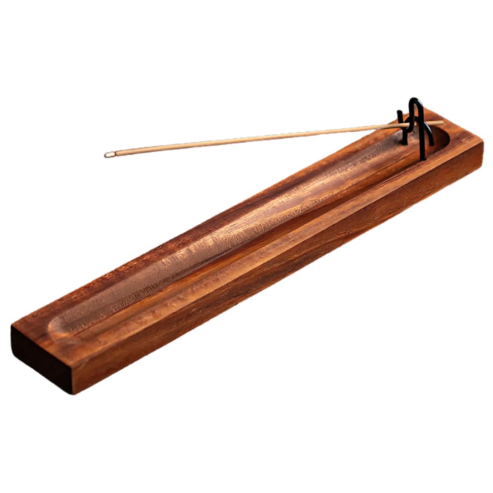 JUSTVEL Incense Holder, Wooden, Fragrant Design, Angled Type, with Incense Dishes, Stylish Black, for Buddhist Altars, Incense Dishes, Wooden