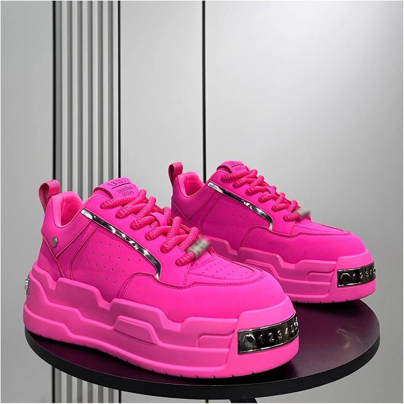 Fashion Red Platform Shoes For Man Punk Original Men's Sneakers Breathable Lace-up Summer Casual Sneaker Man Skateboard Shoes