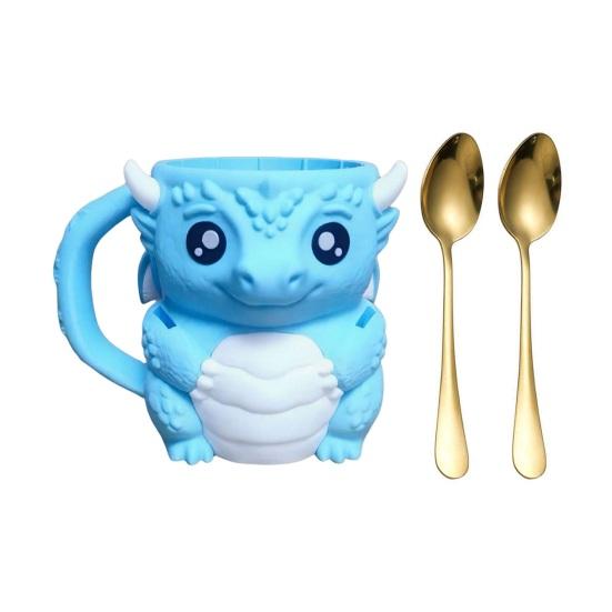 Eisbecherhalter mit Griff, 16 oz Behälter, mit integriertem Snackfach-Design, Niedrige isolierte Hülle mit Drachenmotiv für Desserts und Getränke