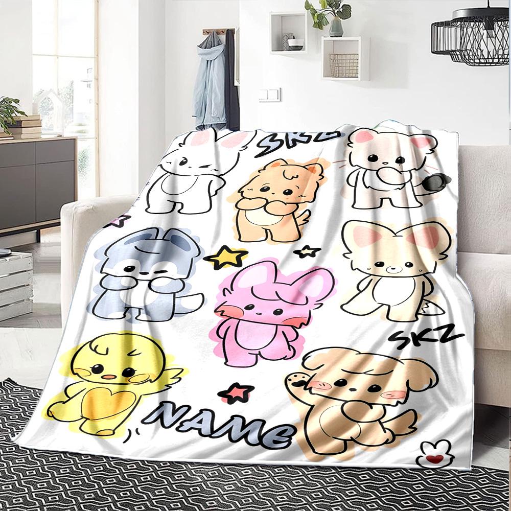 Customizable Kpop Team7 Throw Blanket – Personalized Name, All-Season Cozy Snug Blanket, Machine Washable, Personalized Blanket