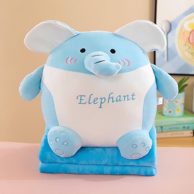Strawberry Hugging Pig & Little Bear Plush Toy Blanket – Dual-use Nap & Travel Comfort for Kids