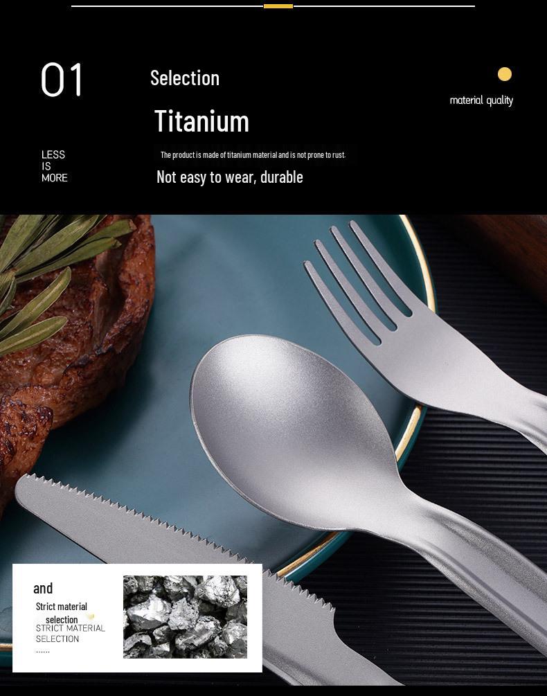 Titanium Ultralight 3-Piece Camping Cutlery Set: Knife, Fork, Spoon for Outdoor Travel & Hiking