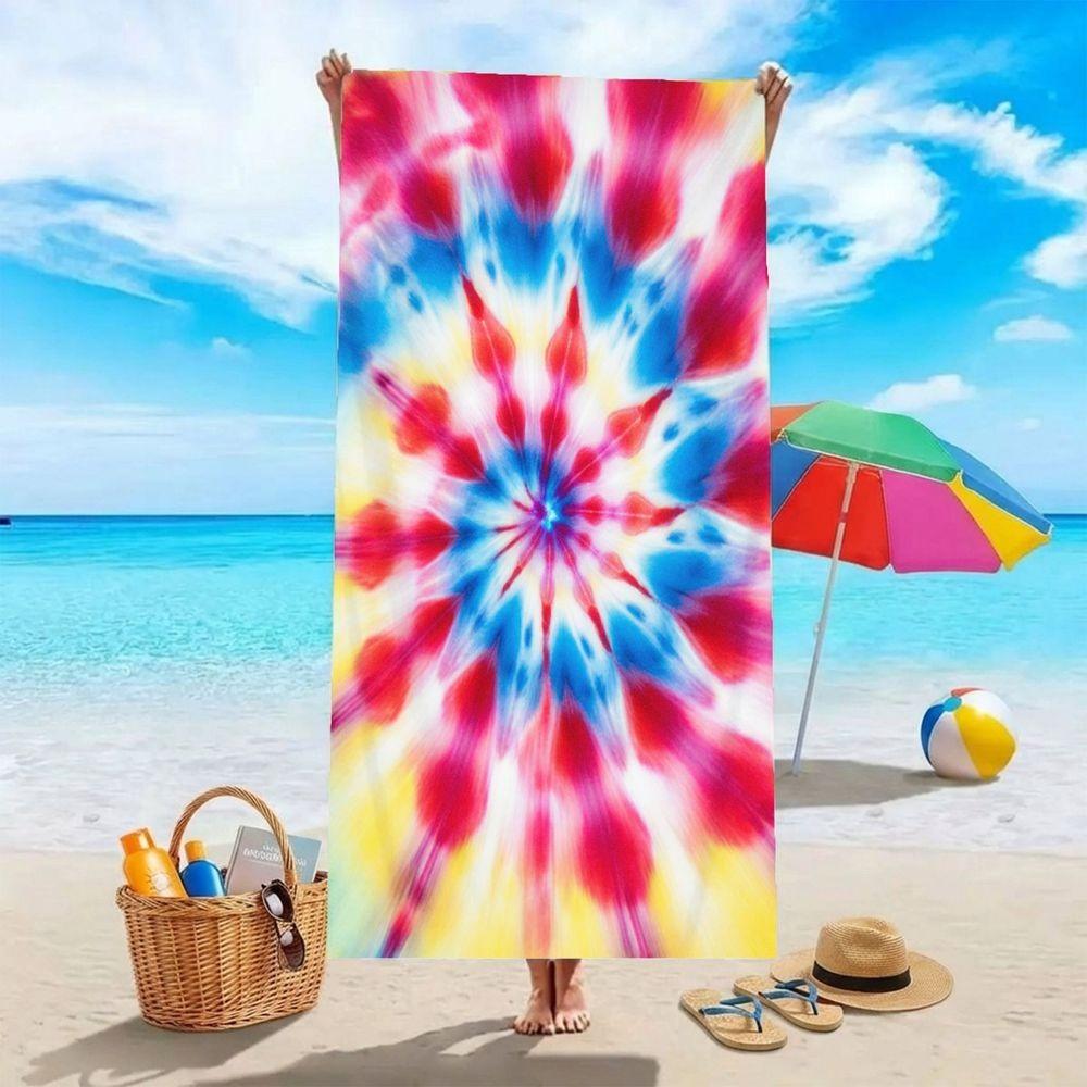 Colorful Tie Dye Beach Towel Oversized Soft Quick Dry Sand Free Lightweight Microfiber Bath Towel For Pool Travel Summer