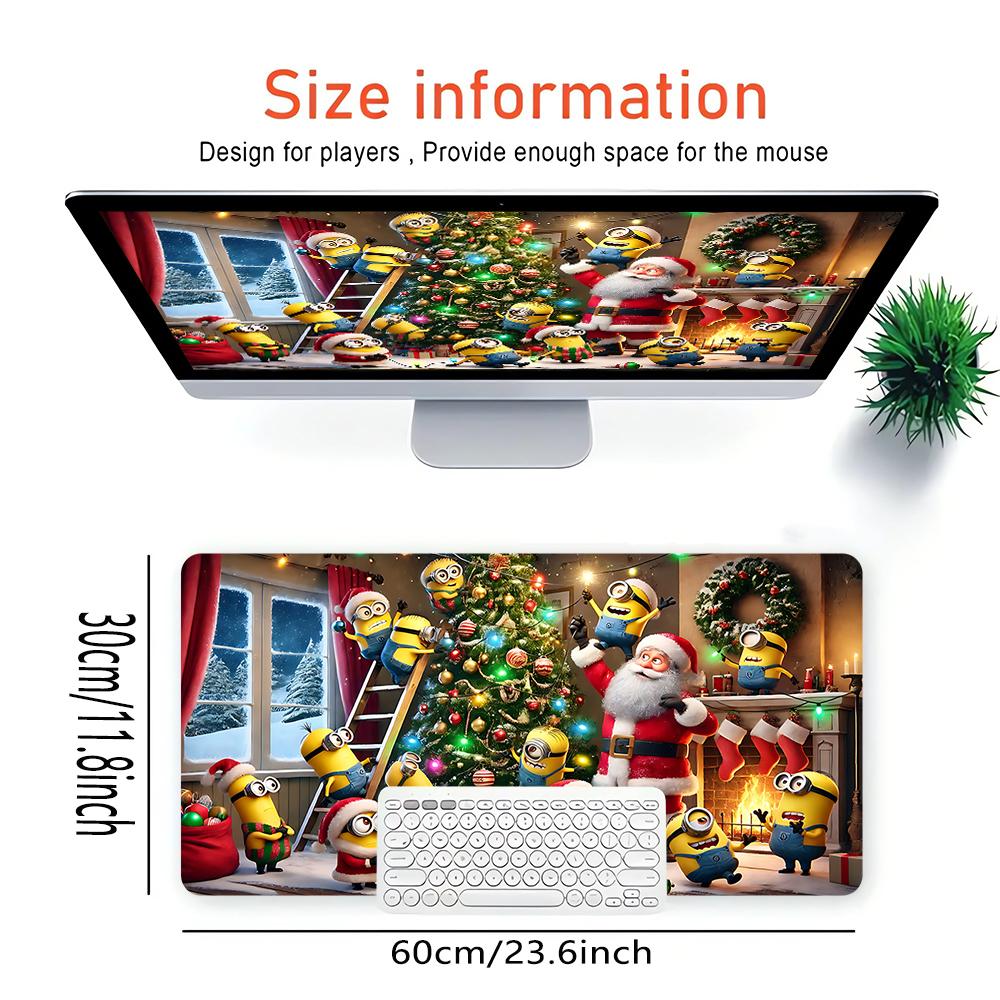 Christmas Minions Celebration Large Gaming Mouse Pad Nonslip Rubber Base Waterproof Desk Mat For Office Pc Laptop