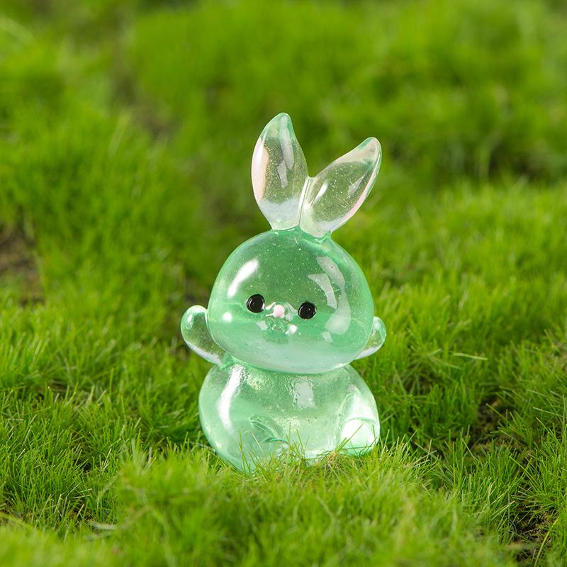 

Светящаяся фигурка маленького кролика, микро-ландшафтное украшение, милые мультяшные миниатюры, украшения для дома, аксессуары, подарки зелёный