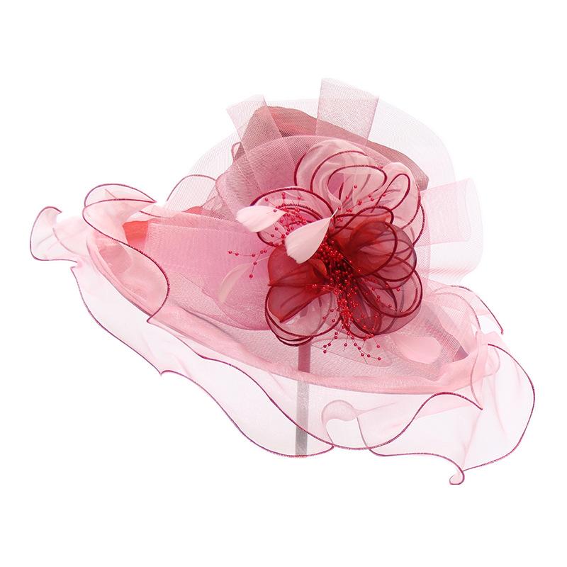 New face covering sunscreen beach hat women's summer organza feather flower fashion hat foldable sun hat