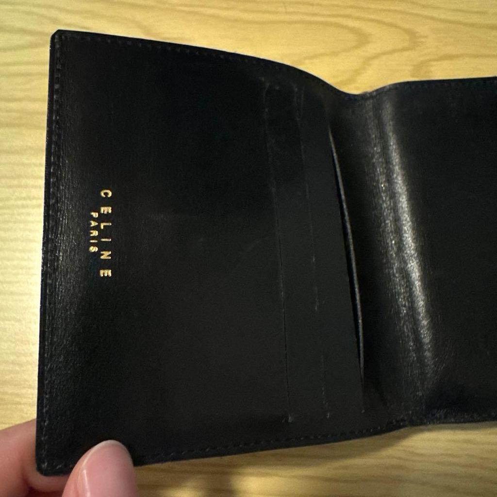 Used CELINE bi-fold wallet black gold plate