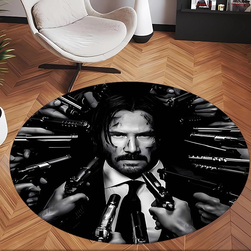 Baba Yaga John Wick (1) Round Office Rug Decorative Floor Rug for Office Bedroom Living Room and Home Space
