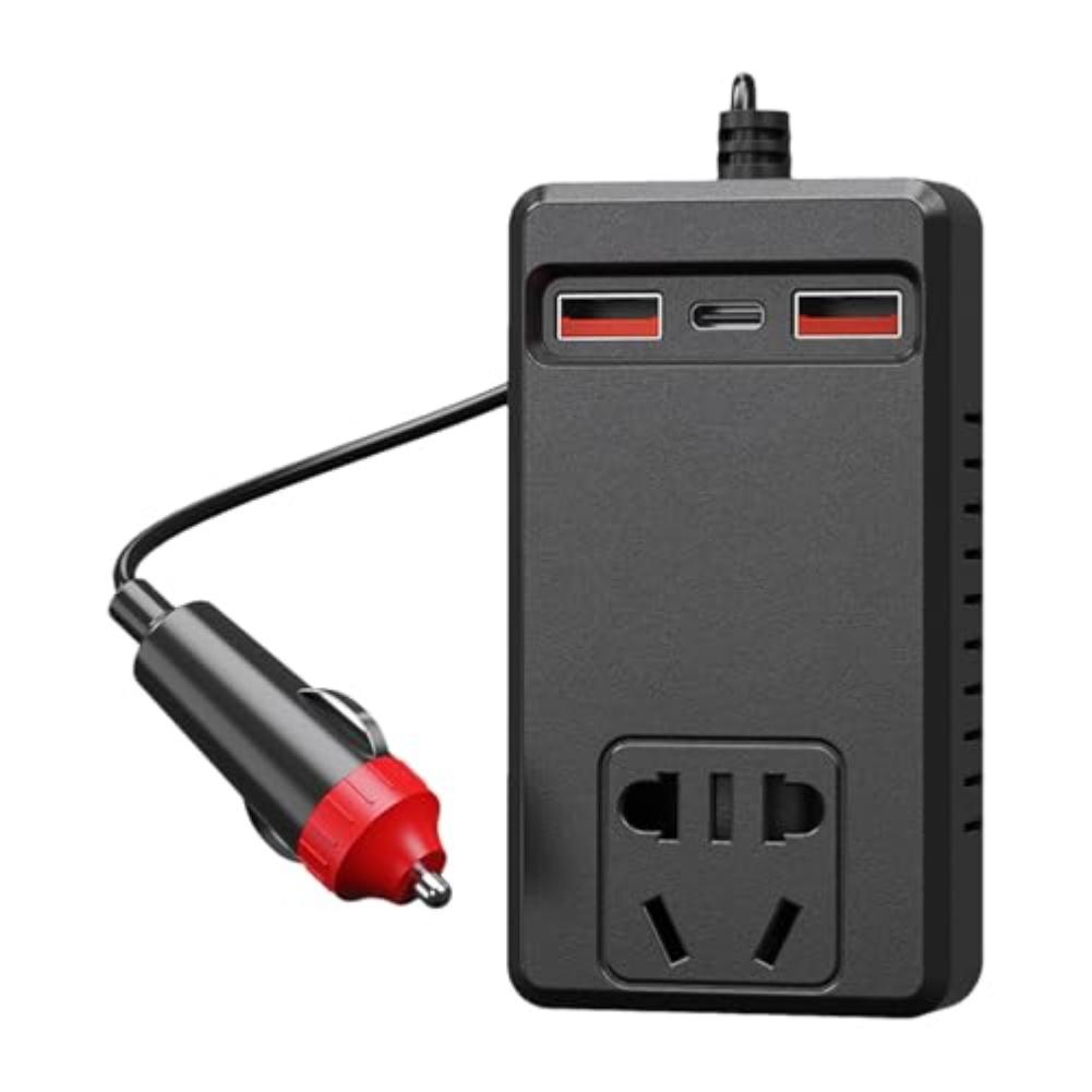 DC To AC Converter Car Power Inverter For Camping Black Portable Car Power Inverter Inverter Quick Installation
