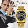 Couple's Gold Stainless Steel Watches: 3ATM Water Resistant, Stylish Analog Display, Japanese-Made Quartz Movement, Gold, Leisure, Business, Men's, Wo