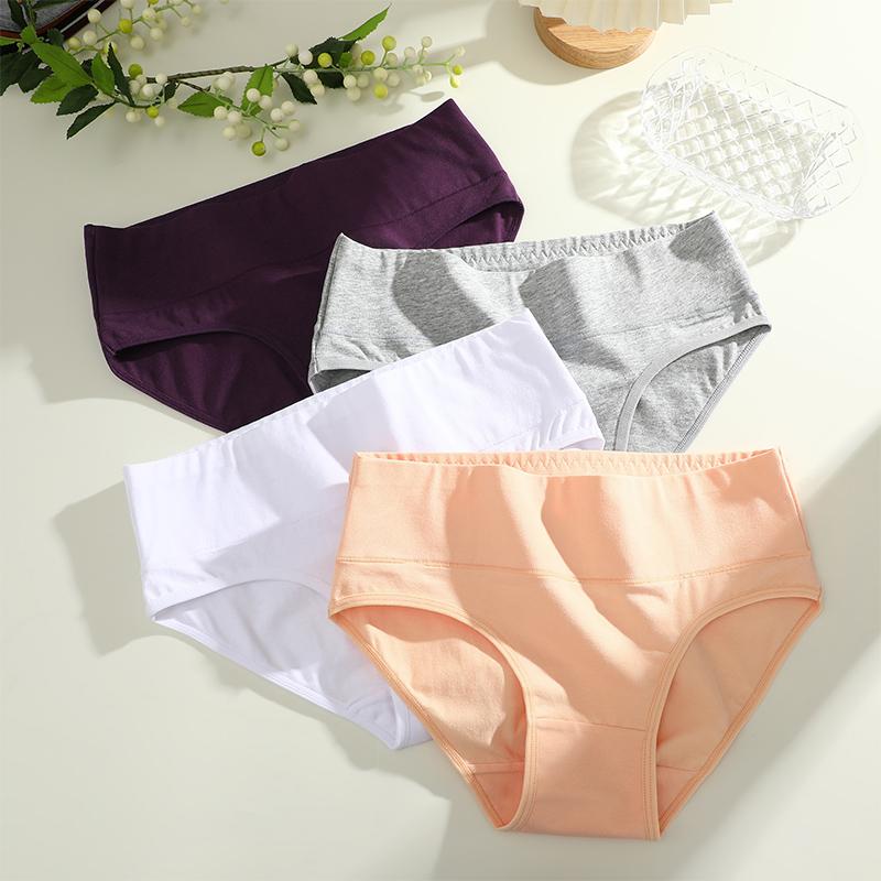 4Pcs/Set Comfortable Panties Solid Color Basic Briefs for Women Cotton Underwear S-XXL Panty Plus Size Women's Lingerie