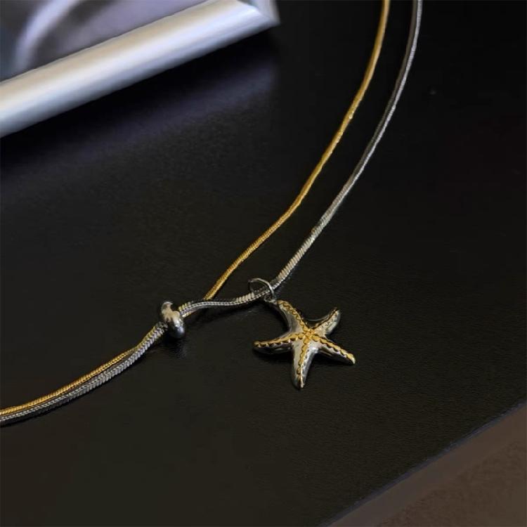 Beautiful Handcrafted Starfish Necklace Tarnish Resistant Stainless Steel Clavicle Chain For Everyday Wear