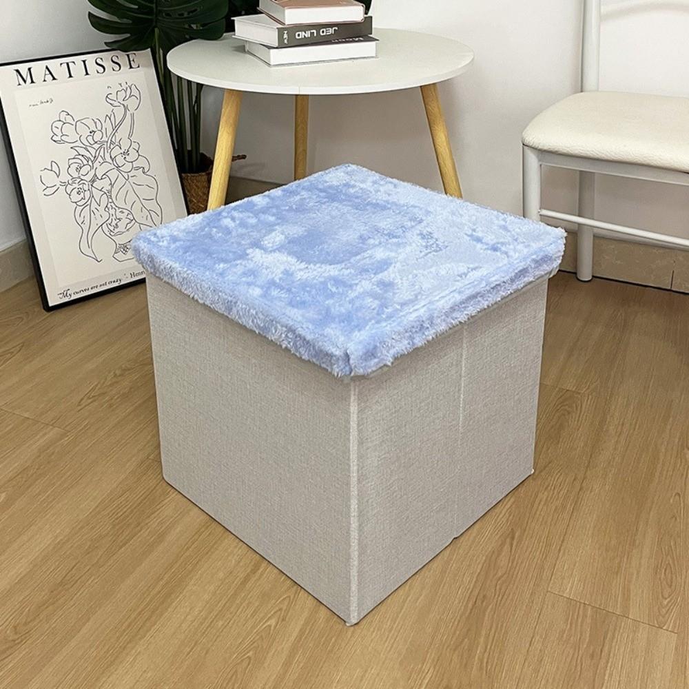 Foldable Design Foldable Seat Ottoman Velvet Material Organizer Stool Storage Ottoman  Home Use синий