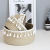 Retro Cotton Rope Tassel Storage Basket Household Woven Storage Basket