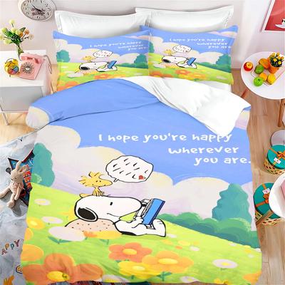Set Copripiumino Snoopy Happy Dog Set Biancheria da Letto Casa Anime Piumone Biancheria da Letto Singolo Matrimoniale King Size Dropshipping Regalo