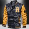 Spring and Autumn Youth Baseball Jacket Fleece PU Leather Jacket Men's Motorcycle Jacket Men's Jacket